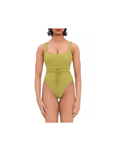 Shop Andrea Iyamah Anti Belted Womens Strappy Nylon One-piece Swimsuit In Yellow