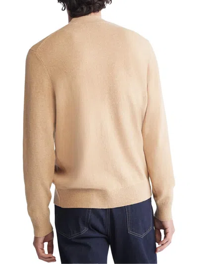 Shop Calvin Klein Mens Ribbed Trim Pullover Mock Turtleneck Sweater In Beige