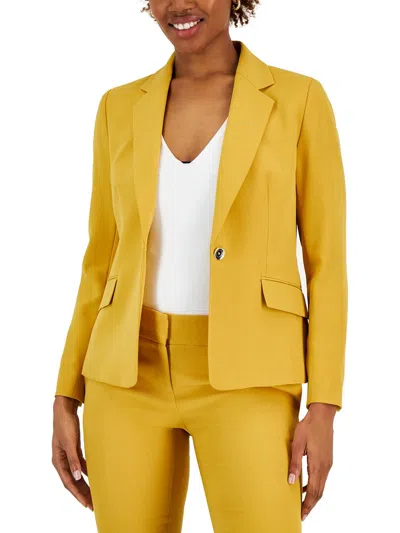 Shop Kasper Petites Womens Collar Polyester One-button Blazer In Yellow