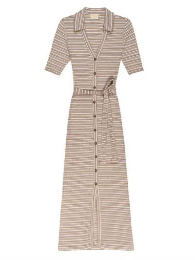 Shop Nation Ltd Enise Button Up Maxi Dress In Layer Cake In Beige