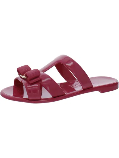 Shop Ferragamo Lylia Womens Bow Manmade Jelly Sandals In Red