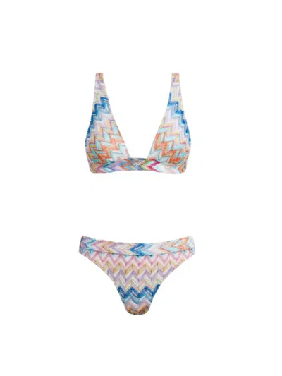 Shop Missoni Zig Zag Viscose Bikini With Lurex In Multicolour