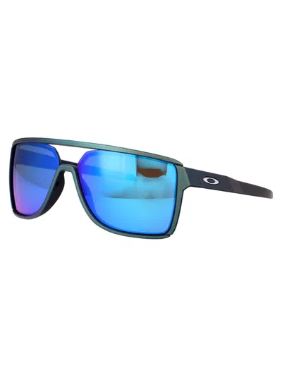 Shop Oakley Sunglasses In 914713 Matte Silver/blue Colorshift