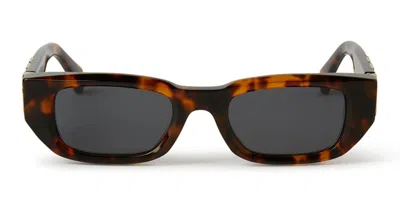 Off-white 'rectangular Frame Sunglasses Tortoiseshell Pattern' In Havana