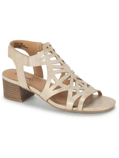 Shop Baretraps Velvet Womens Faux Leather Block Heel Strappy Sandals In Beige