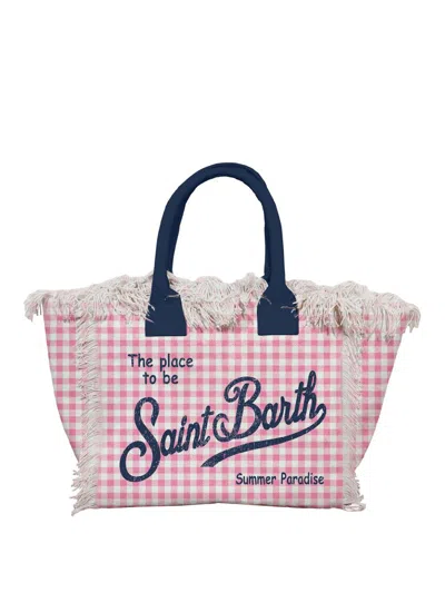 Shop Saint Barth Mini Vanity Bag Cotton Canva Bag In Vichy 21