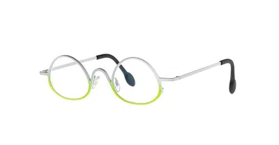 Shop Theo Eyewear Eyeglasses In Green, Silver