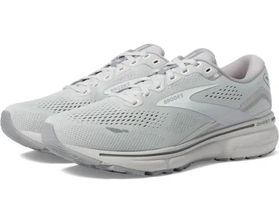 Shop Brooks Women's Ghost 15 Running Shoes Wide Width ( D Width ) In Oyster/alloy/white In Grey