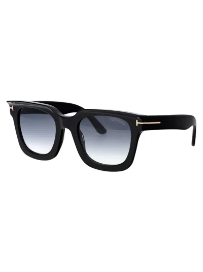 Shop Tom Ford Sunglasses In 01b Nero Lucido / Fumo Grad