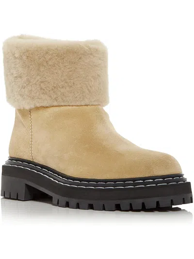 Shop Proenza Schouler Womens Suede Pull On Winter & Snow Boots In Beige