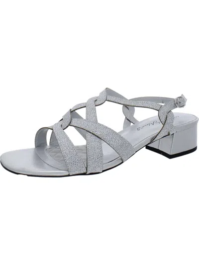 Shop Easy Street Didi Womens Faux Leather Glitter Block Heel In White