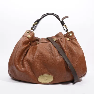 Shop Mulberry Mitzy Hobo Oak Grained Leather Shoulder Bag In Brown