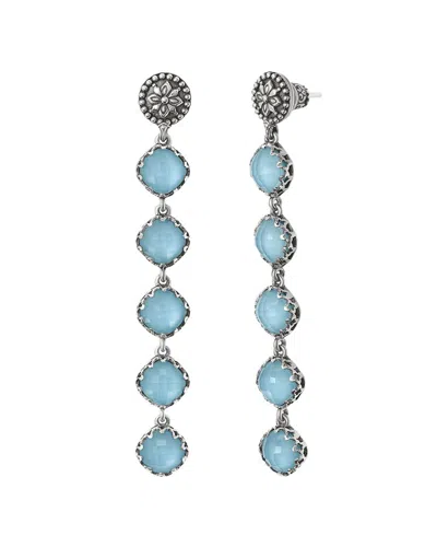 Shop Konstantino Silver Gemstone Earrings In Blue