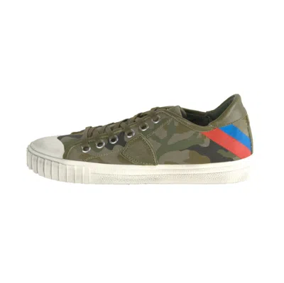 Shop Philippe Model Gare L U Bandes Camou Vert Leather Men's Sneakers In Green