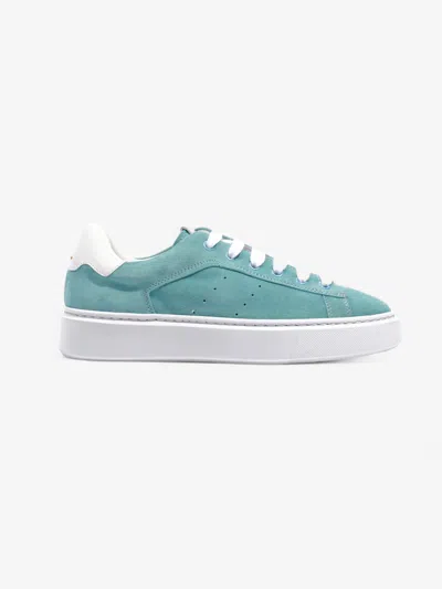 Shop Doucal's Low Top Sneakers Aqua / Suede In Blue