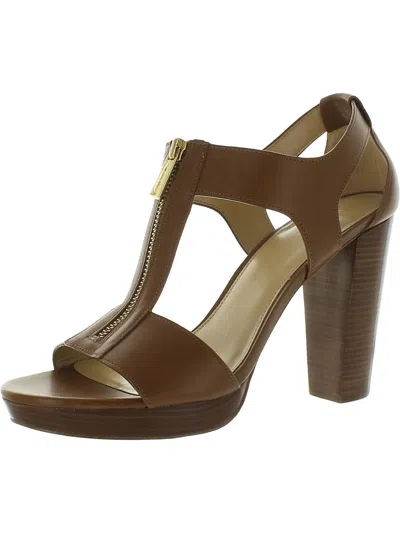 Shop Michael Michael Kors Summer Platform Womens Zipper Leather Ankle Strap In Brown