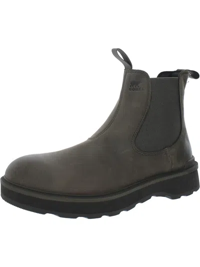 Shop Sorel Hi-line Mens Leather Chelsea Boots In Grey