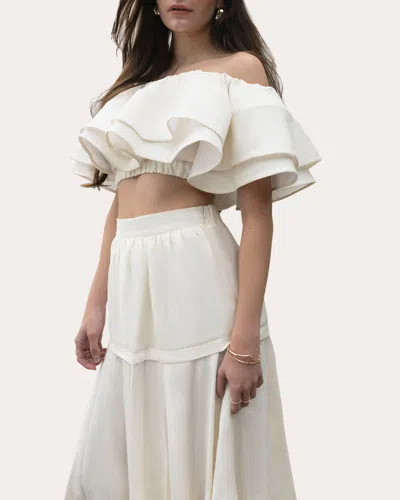 Shop Vasiliki Women's Eliza Ruffle Off-shoulder Top In White