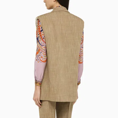 Shop Etro Single-breasted Waistcoat In Beige