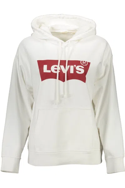 Shop Levi's Chic Cotton Hooded Sweatshirt With Women's Logo In White