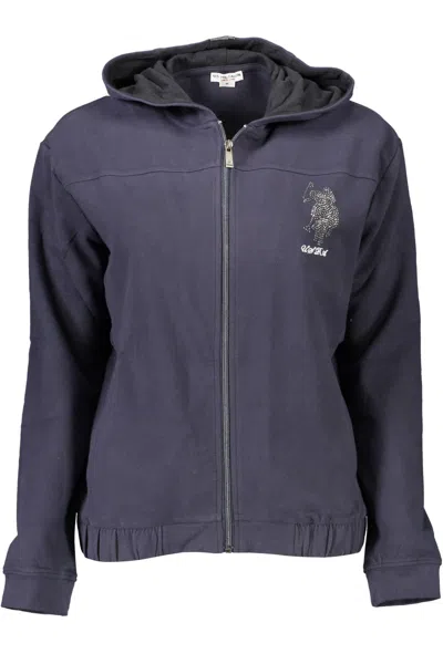 Shop U.s. Polo Assn U. S. Polo Assn. Chic Hooded Zip Sweatshirt With Women's Embroidery In Blue