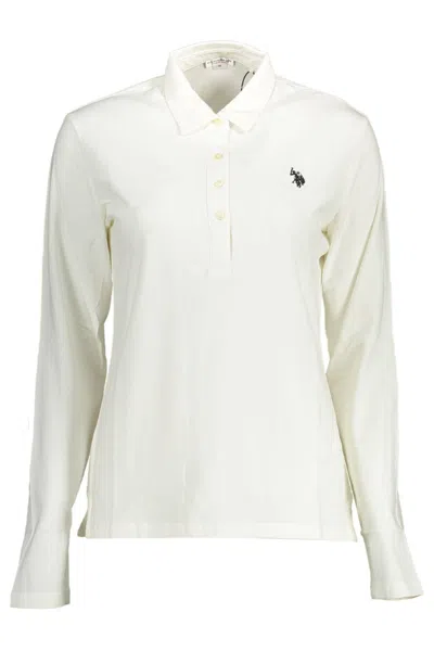 Shop U.s. Polo Assn U. S. Polo Assn. Elegant Long-sleeved Polo Women's Shirt In White