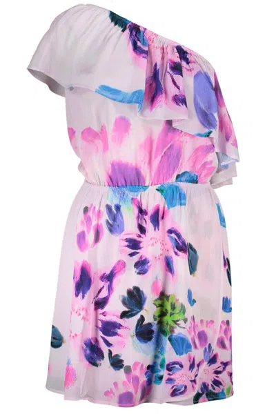 Shop Desigual Chic One-shoulder Short Dress With Contrasting Women's Details In Pink