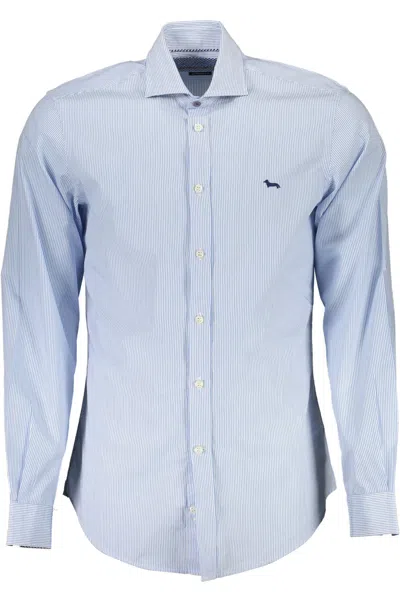 Shop Harmont & Blaine Elegant Narrow Fit Dress Men's Shirt In Blue