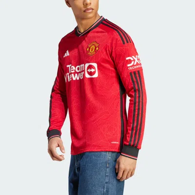 Shop Adidas Originals Men's Adidas Manchester United 23/24 Long Sleeve Home Jersey In Multi