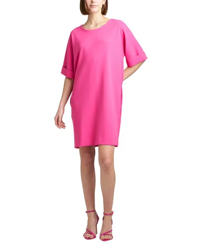 Shop Natori Sold Knit Crepe Dress In Pink