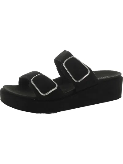 Shop Anne Klein Vero Womens Adjustable Manmade Platform Sandals In Black