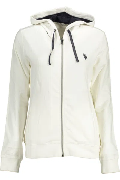 Shop U.s. Polo Assn U. S. Polo Assn. Chic Hooded Zip Sweatshirt With Logo Women's Detail In White