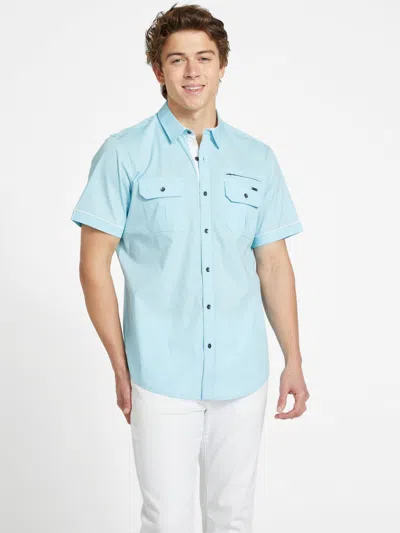 Shop Guess Factory Malone Pocket Shirt In Blue