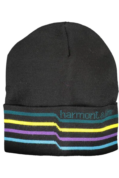 Shop Harmont & Blaine Sleek Wool Blend Cap With Men's Embroidery In Black