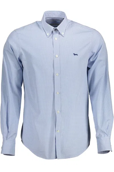 Shop Harmont & Blaine Elegant Long Sleeve Regular Fit Men's Shirt In Blue