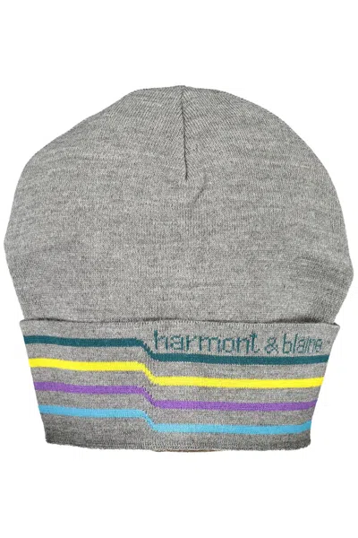 Shop Harmont & Blaine Elegant Wool Blend Cap With Men's Embroidery In Grey