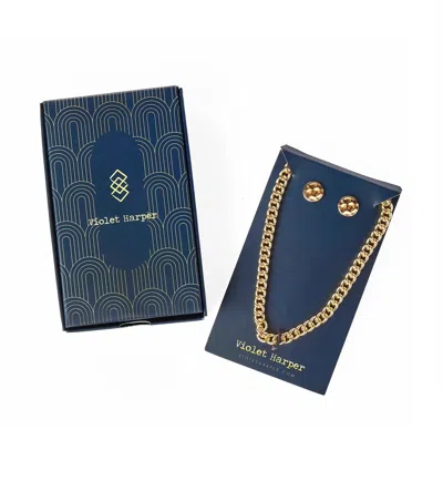 Violet Harper Chain Necklace And Earrings In Gold In Gold