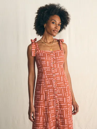 Faherty Anna Kahalekulu Kendall Dress In Red Naupaka