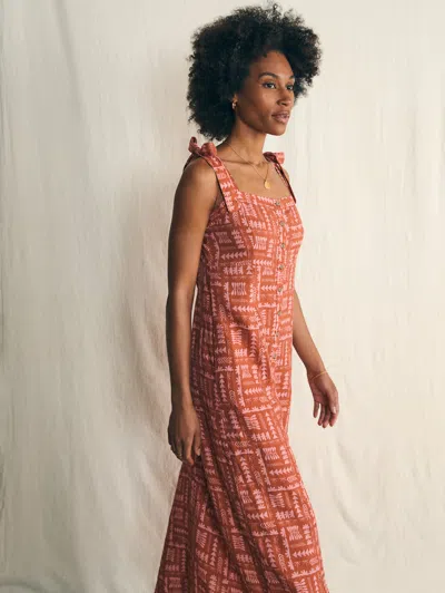 Faherty Anna Kahalekulu Kendall Dress In Red Naupaka