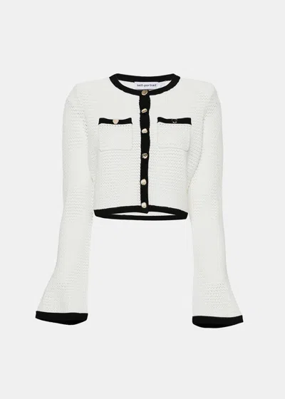 Shop Self-portrait White Cropped Cardigan