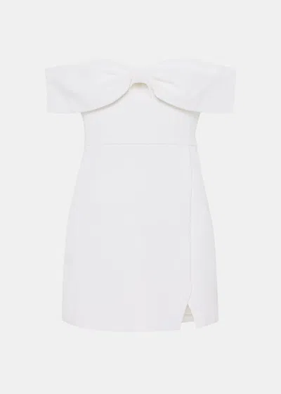 Shop Self-portrait White Off-shoulder Mini Dress