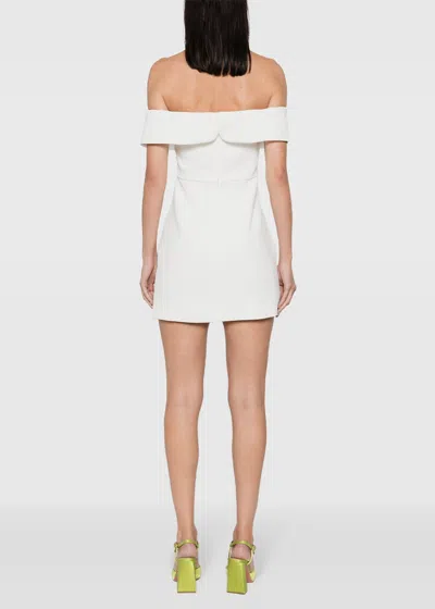 Shop Self-portrait White Off-shoulder Mini Dress