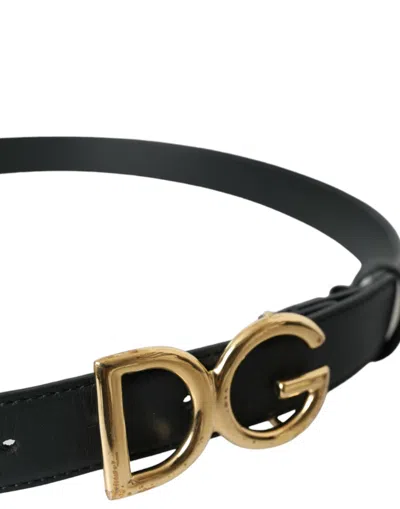 Shop Dolce & Gabbana Black Leather Gold Dg Logo Waist Buckle Women's Belt