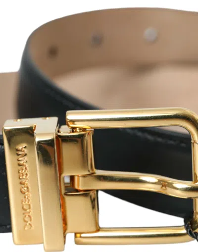 Shop Dolce & Gabbana Black Leather Gold Metal Buckle Belt Men's Men