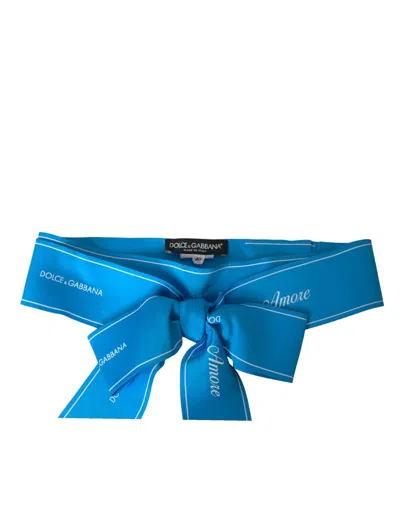Shop Dolce & Gabbana Blue Polyester Amore Wide Waist Women's Belt