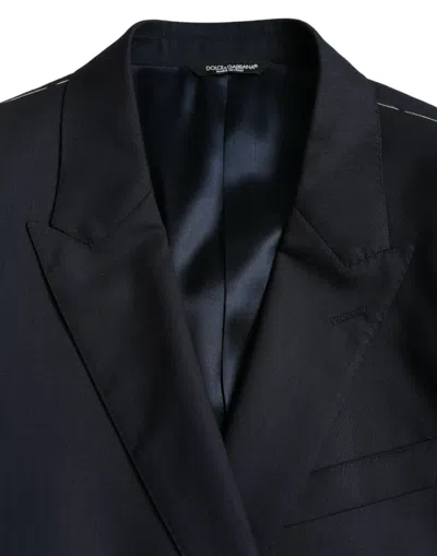 Shop Dolce & Gabbana Dark Blue Wool Single Breasted Coat Men's Blazer