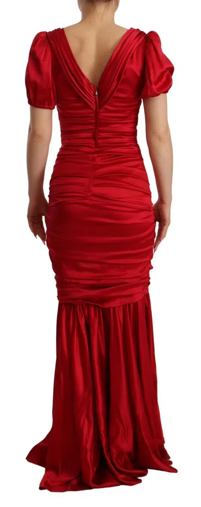 Shop Dolce & Gabbana Elegant Red Silk Stretch Mermaid Women's Dress