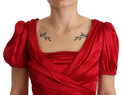Shop Dolce & Gabbana Elegant Red Silk Stretch Mermaid Women's Dress