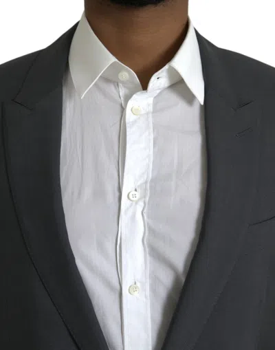 Shop Dolce & Gabbana Gray Wool Peak Single Breasted Coat Men's Blazer