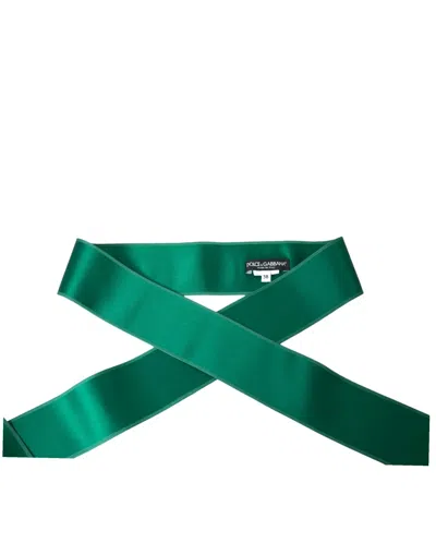 Shop Dolce & Gabbana Green Silk Satin Waist Women Women's Belt